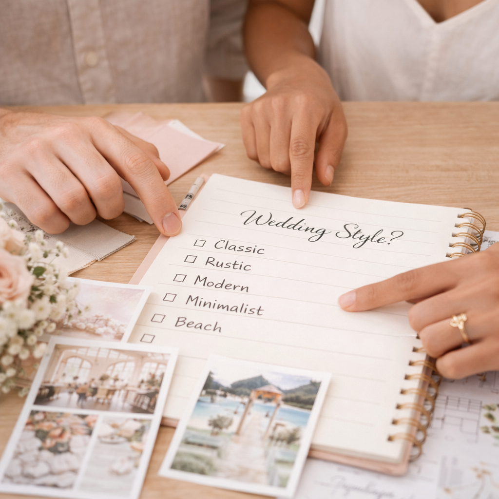 Escolhendo o estilo do casamento.