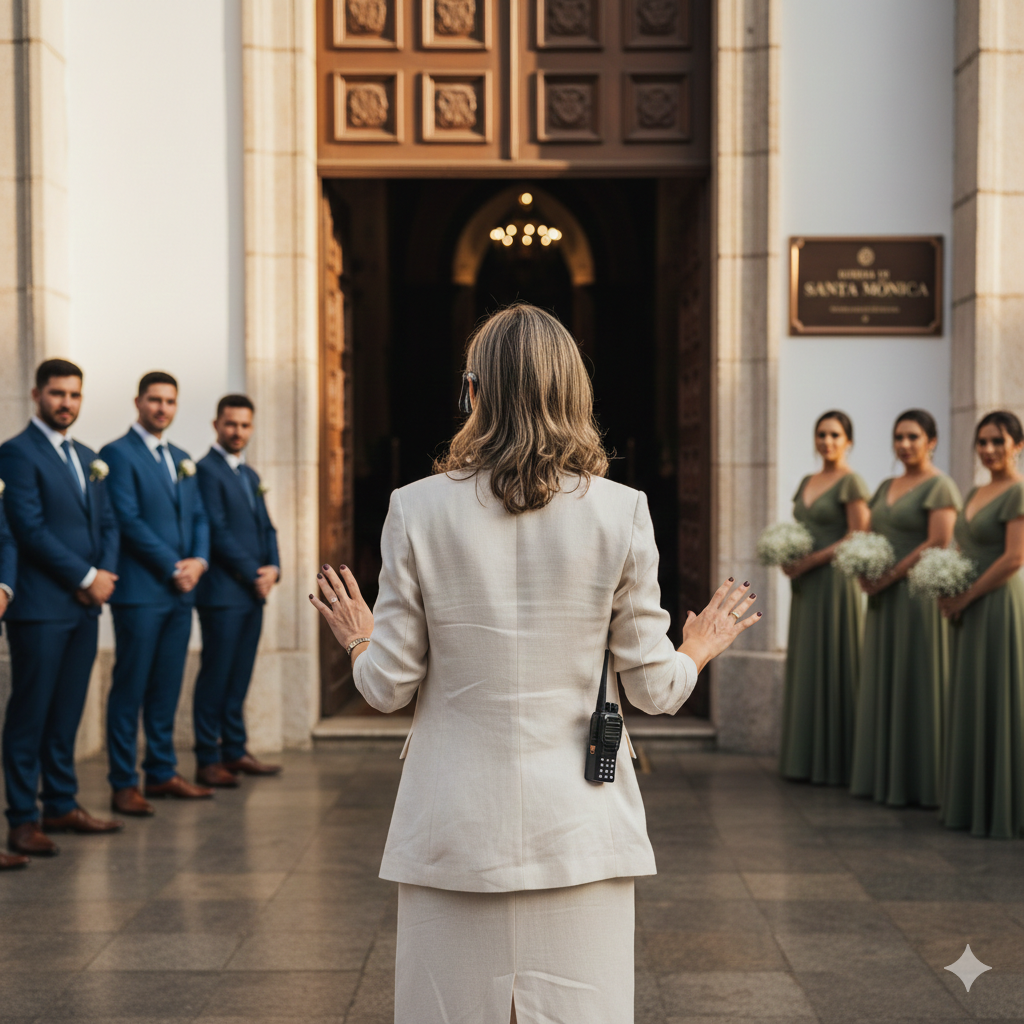 Cerimonial orientando os padrinhos e madrinhas.